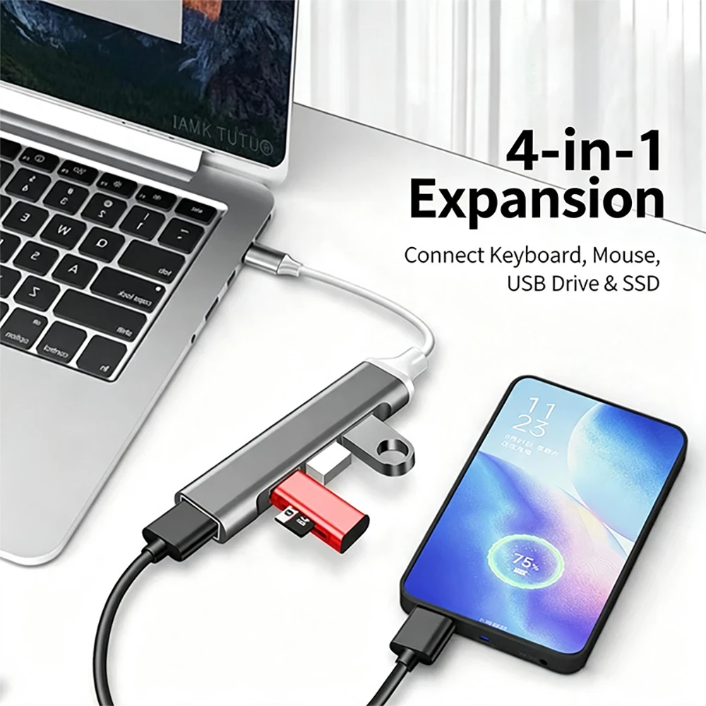 USB-Hub 3.0 Typ C 3.0 4-Port-Multi-Splitter-Adapter OTG für Xiaomi Lenovo Macbook Pro 13 15 Air Pro PC Computerzubehör – Detail 7