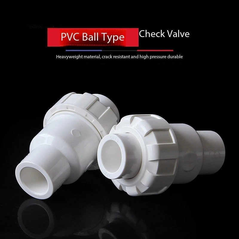 20~110mm PVC Ball Check Valve Sewer Pipe Drain One Way Return Flap Valve General Garden Watering Irrigation Water Pipe Connector