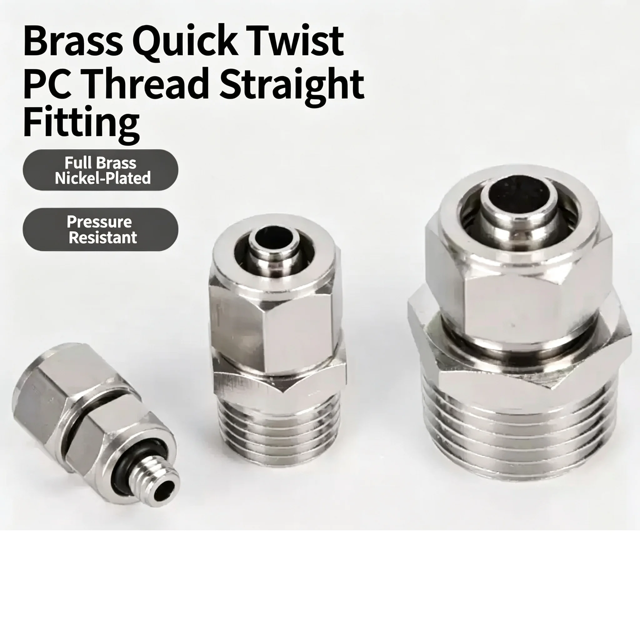 PC6 8 10mm Fast Twist Joint Male Thread Pneumatic Connector Quick Screw Adapter 1/8 1/4 Hose Fittings Copper Nickel Plated