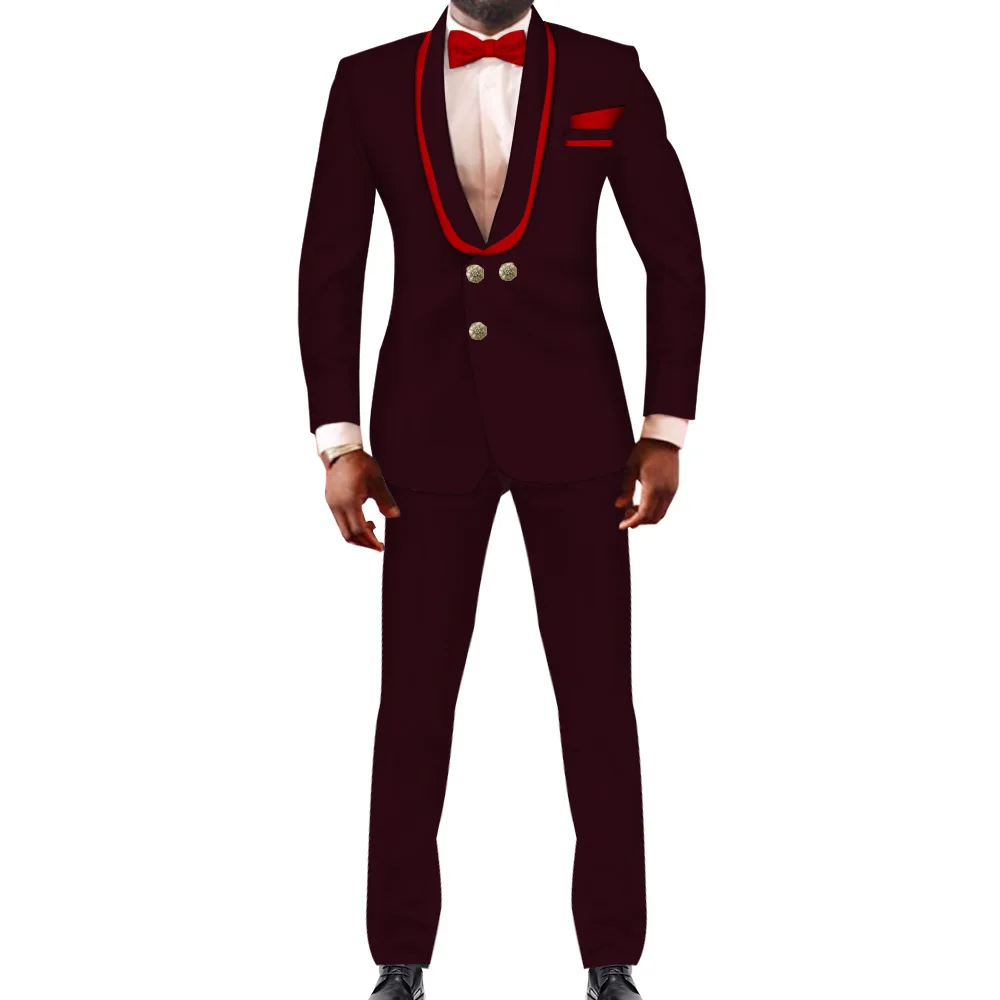 

African Men's Casual Business Suit, Fashionable Two-piece Set for Wedding Parties Costume Homme 2 Pièces Men Clothing