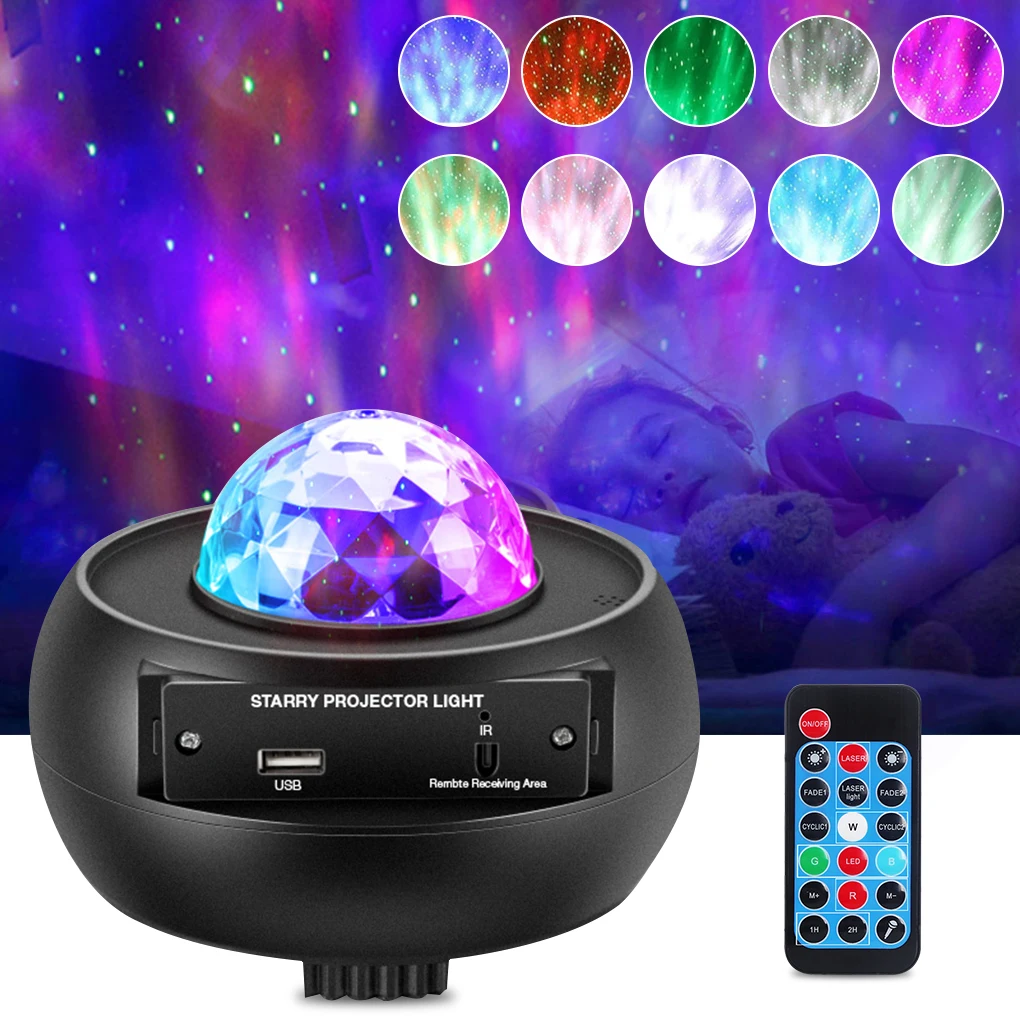 LED Projector Remote Control Projection Lamp Wedding Party Lighting Adjustable Bedroom Music Player Night Light