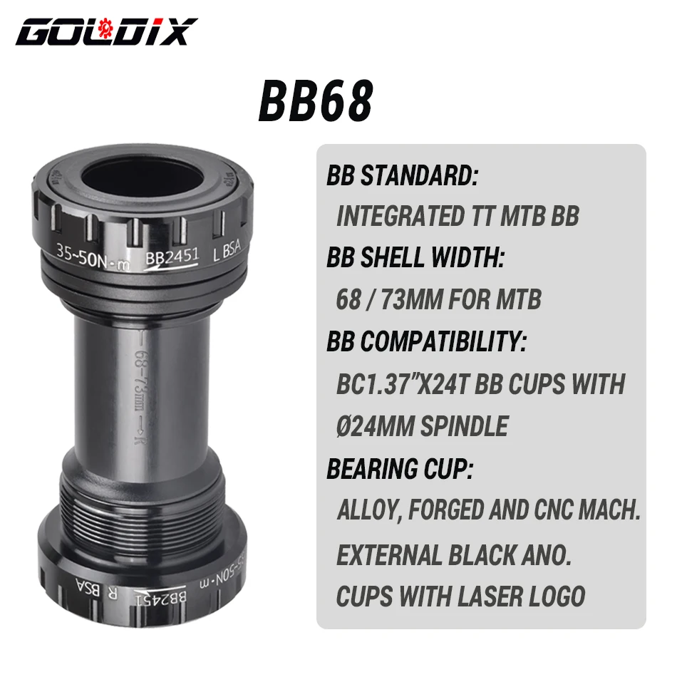 GOLDIX BB68 BB92 screw in/press in 68/73 crank diameter 24mm Mountain road bike bottom bracket adapter for SHIMANOSRAM crank