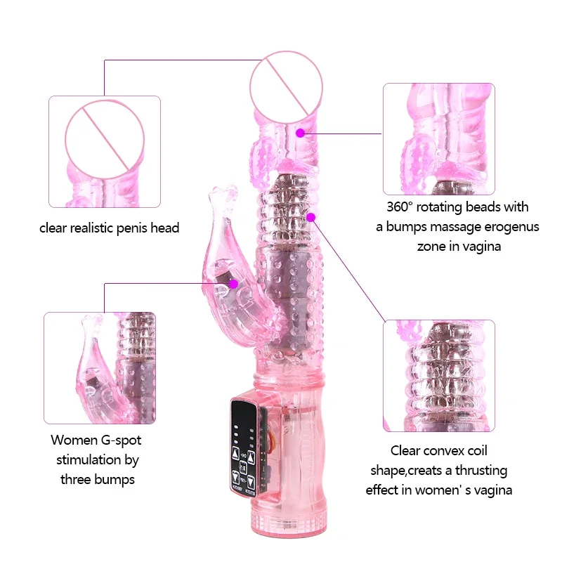 Powerful Rabbit Vibrator for Women G Spot Thrusting Realistic Dildo Female Vagina Clitoris Massager Sex Toy Adult Supplies