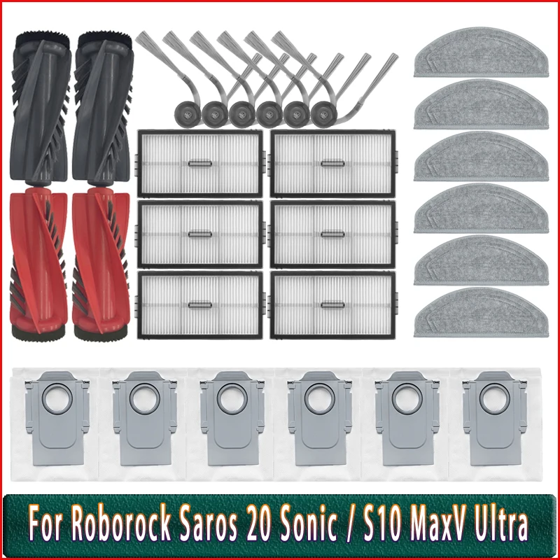 Roller-Seitenbürste, Filter, HEPA-Mopp, Staubbeutel für Roborock Saros 20 Sonic / S10 MaxV Ultra, Ersatzteile und Zubehör.