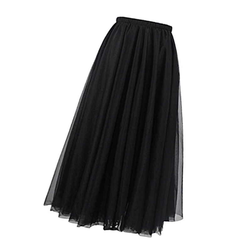 Women Elastic Waist Ballet Long Wrap Skirt Layered Dance Over Scarf for Leotards