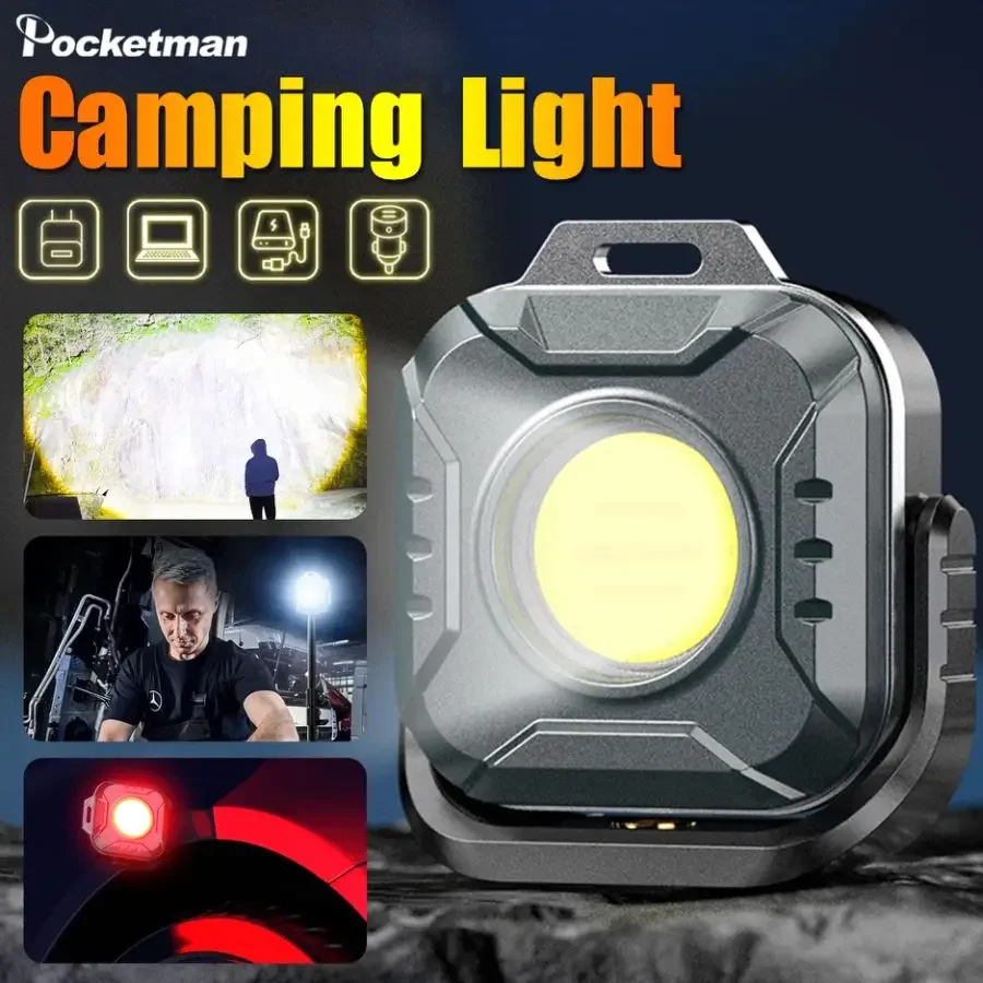 

Portable Type-C USB Rechargeable Work Light Flashlight Mini COB LED Keychain Lights Torch Emergency Work Lamp with Magnet