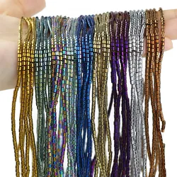 2x2mm180pcs Natural Stone Hematite Plated Color Spacer Columnar Loose Beads For Jewelry Making DIY Necklace Bracelet Accessories