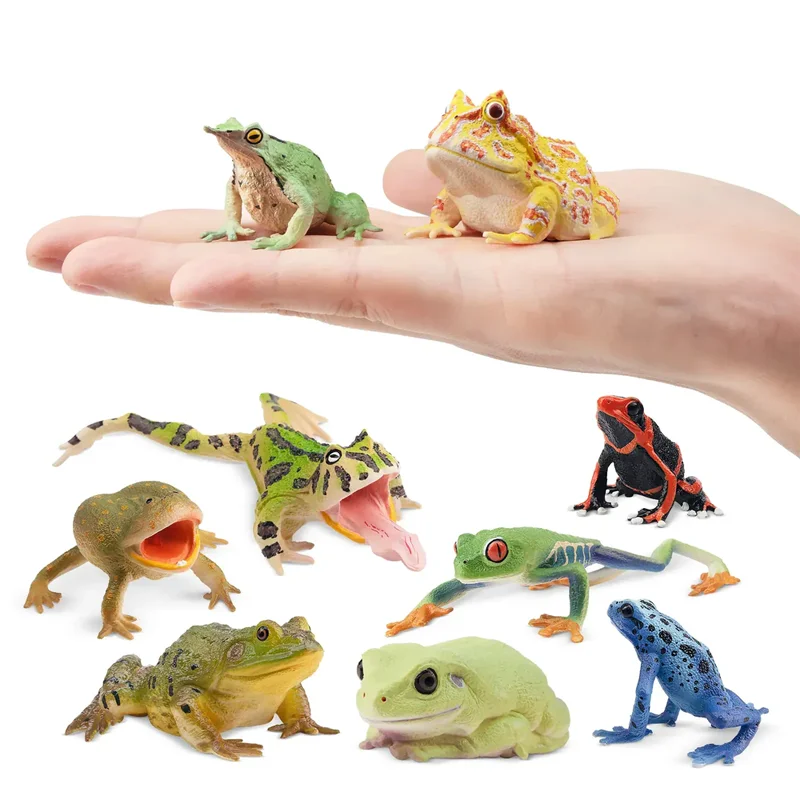 12Pcs Simulation Frog Reptile Animals Model Toy Mini Frogs Figures Dolls Action Figurines Toys Children Set Gift Cake Decoration