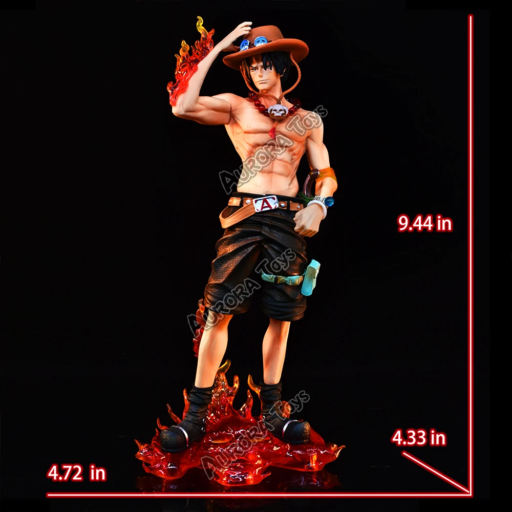 Anime One Piece PVC Figura, Estátua Collectible, Brinquedos Modelo Presentes, Ace, 9.44in, 24 centímetros