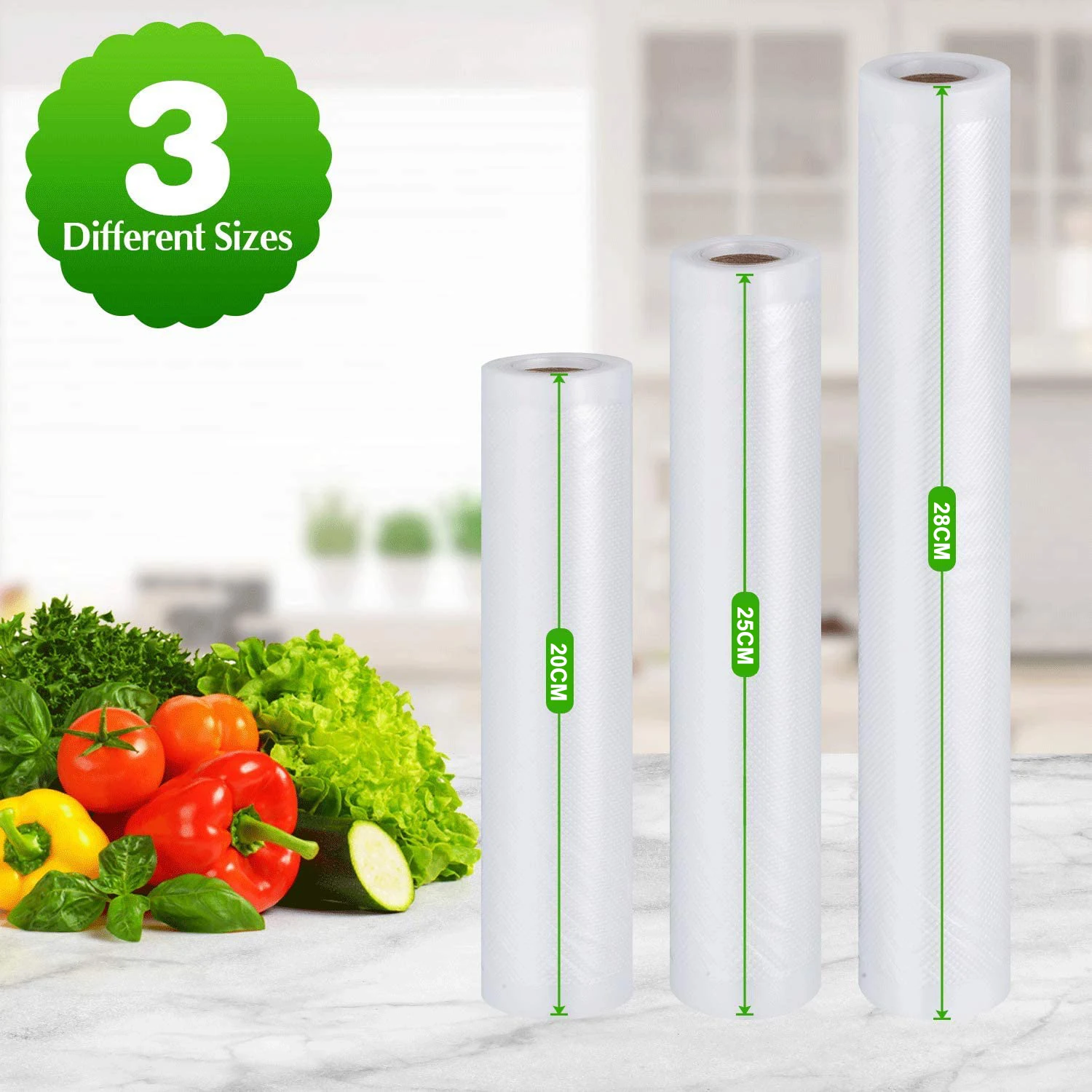 Portable Kitchen Food Vacuum Bag Storage Bags For Vacuum Sealer Vacuum Packaging Rolls 20/25/28cm*500cm for Food Preservation