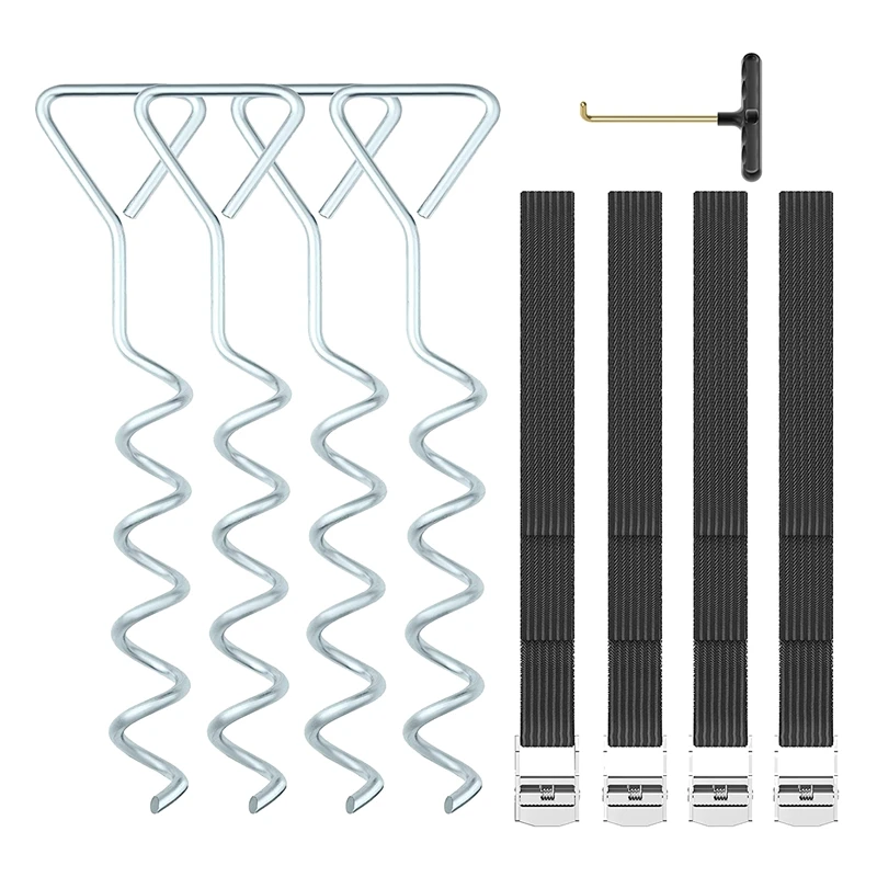 

New-Trampoline Stakes Heavy Duty Trampoline Parts, Corkscrew Shape Steel Stakes Anchor Kit For Trampolines