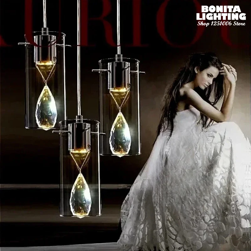 Single Head Luxury K9 Crystal Modern Chandelier Sparkling Jewelry Diamond Droplight Bedside Resturant Glass Led Pendant Lamp
