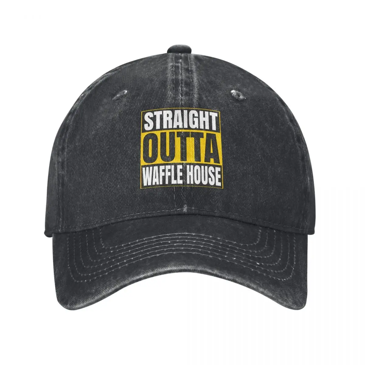 Retro STRAIGHT OUTTA WAFFLE HOUSE Baseball Cap Unisex Distressed Denim Sun Cap Outdoor Summer Caps Hat