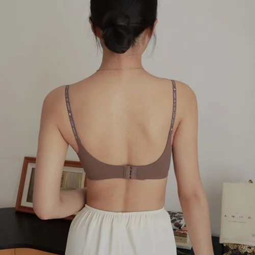 Imagen 2 del producto Conjunto de 3 unidades de sujetador de realce para mujer, sujetadores de copa pequeña sin aros, tirantes con letras, lencería Sexy, ropa interior femenina sin costuras