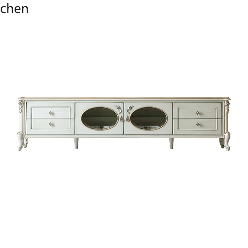 

ZML Solid Wood TV Cabinet Living Room Art Carved Storage Cabinet