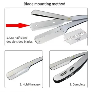 Manual barber barber barber for men, straight edge, stainless steel, folding shaving with blade 10 Main Sales Barber Shop - №10