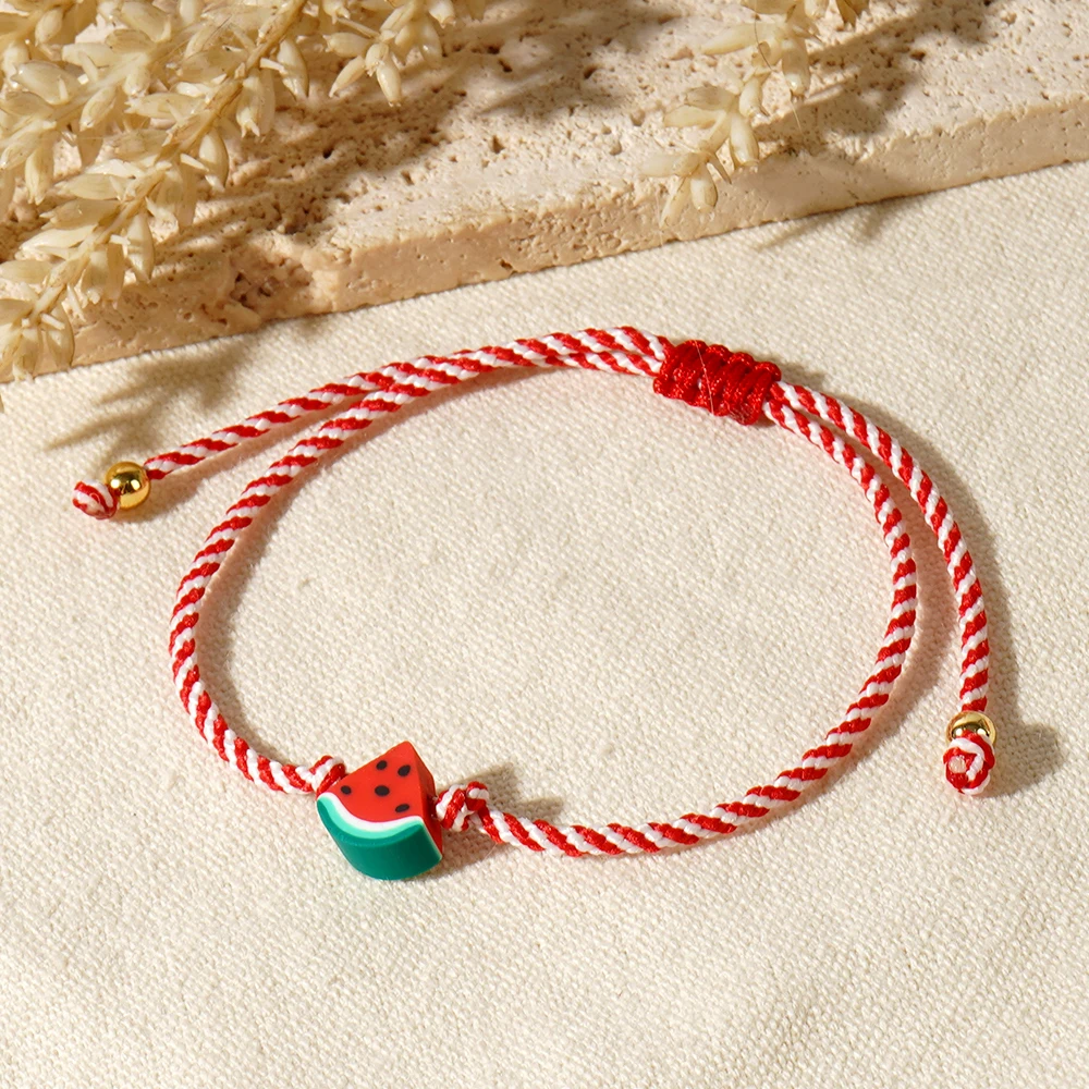 1/2/4/6/10pcs Red Friendship Rope Heishi Watermelon Women Bracelet Boho Jewelry As Lucky Gifts For Friend