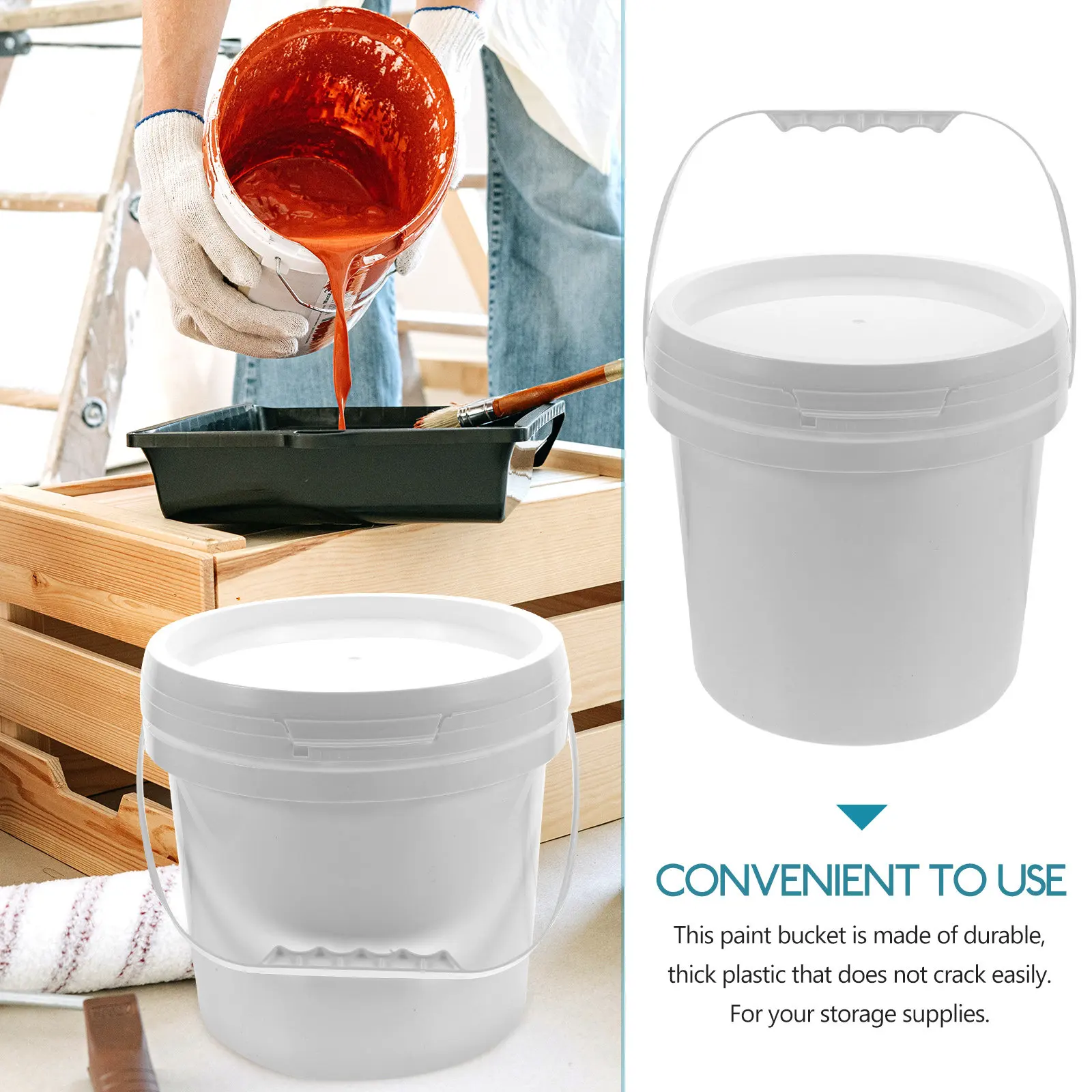 Paint Storage Bucket Plastic Lid Container Handle Halloween Christmas Bucket With Handle Food Grade Plastic Buckets Multi
