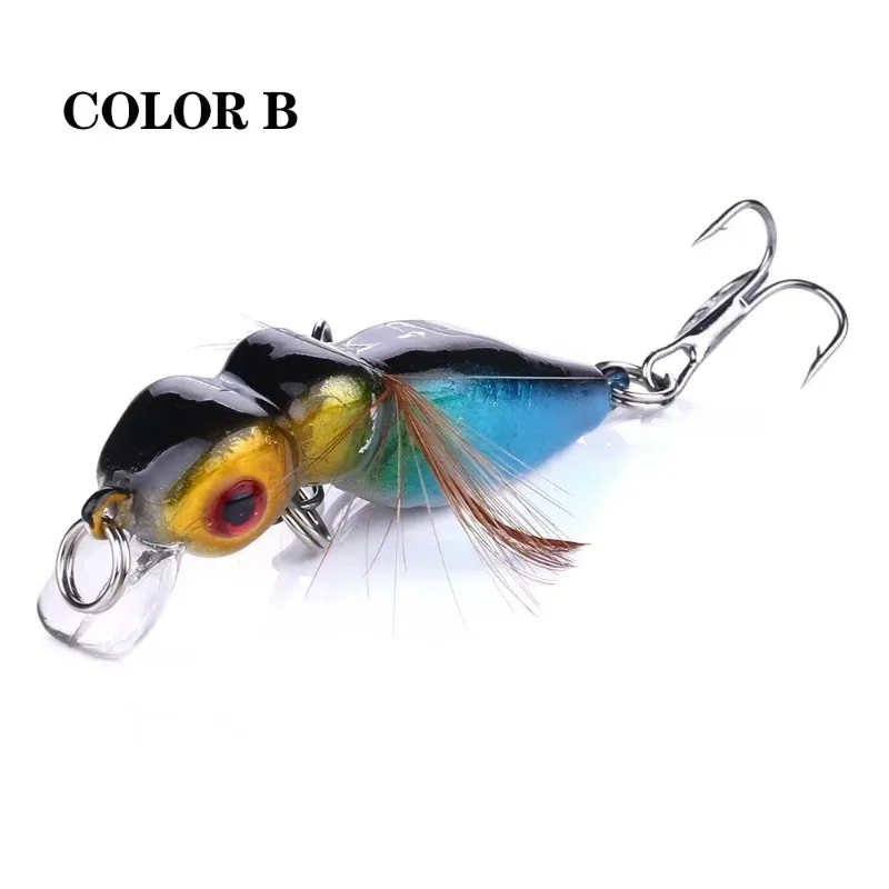 EASYFISH 1pcs 4.5cm Artificial Bee Shaped Fishing Lure Topwater Crankbait Bass Fishing Tackle 3.5g Insect Hornet Fishing Lure