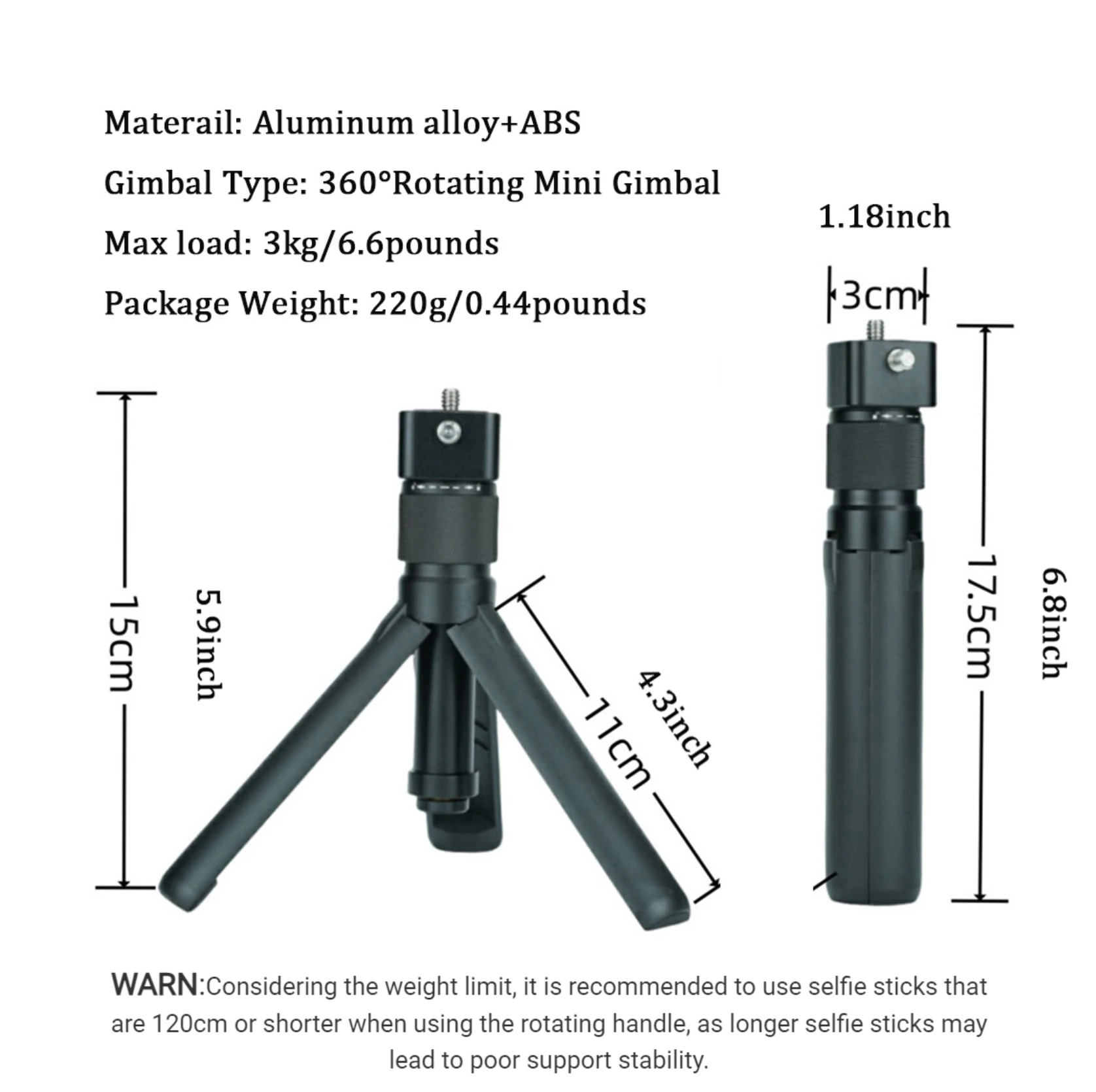 ไม้เซลฟี่สำหรับ Insta360 X4 DJI Pocket 3 GoPro ขาตั้งยืดได้อะลูมินัมอัลลอยอเนกประสงค์