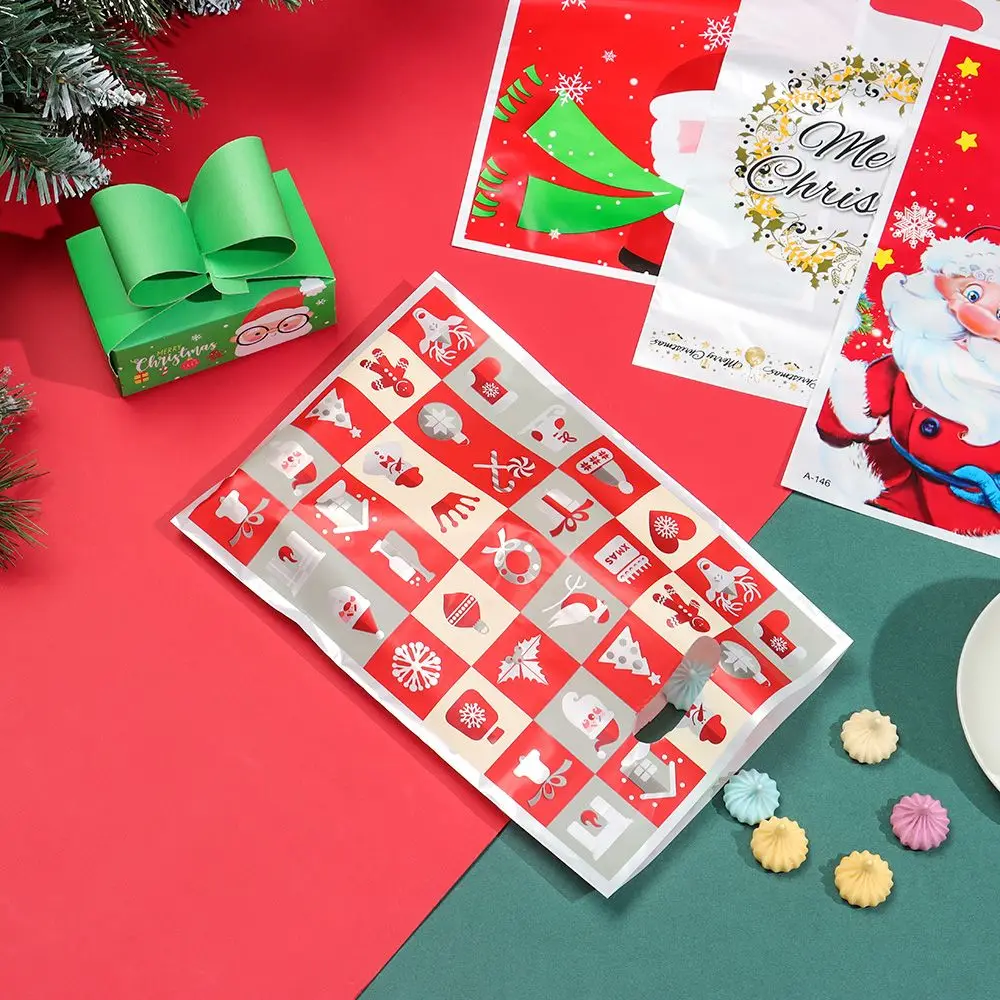 10pcs Cute Party Supplies Gift Bag Santa Claus Elk Xmas Candy Bags Christmas Santa Plastic Packaging