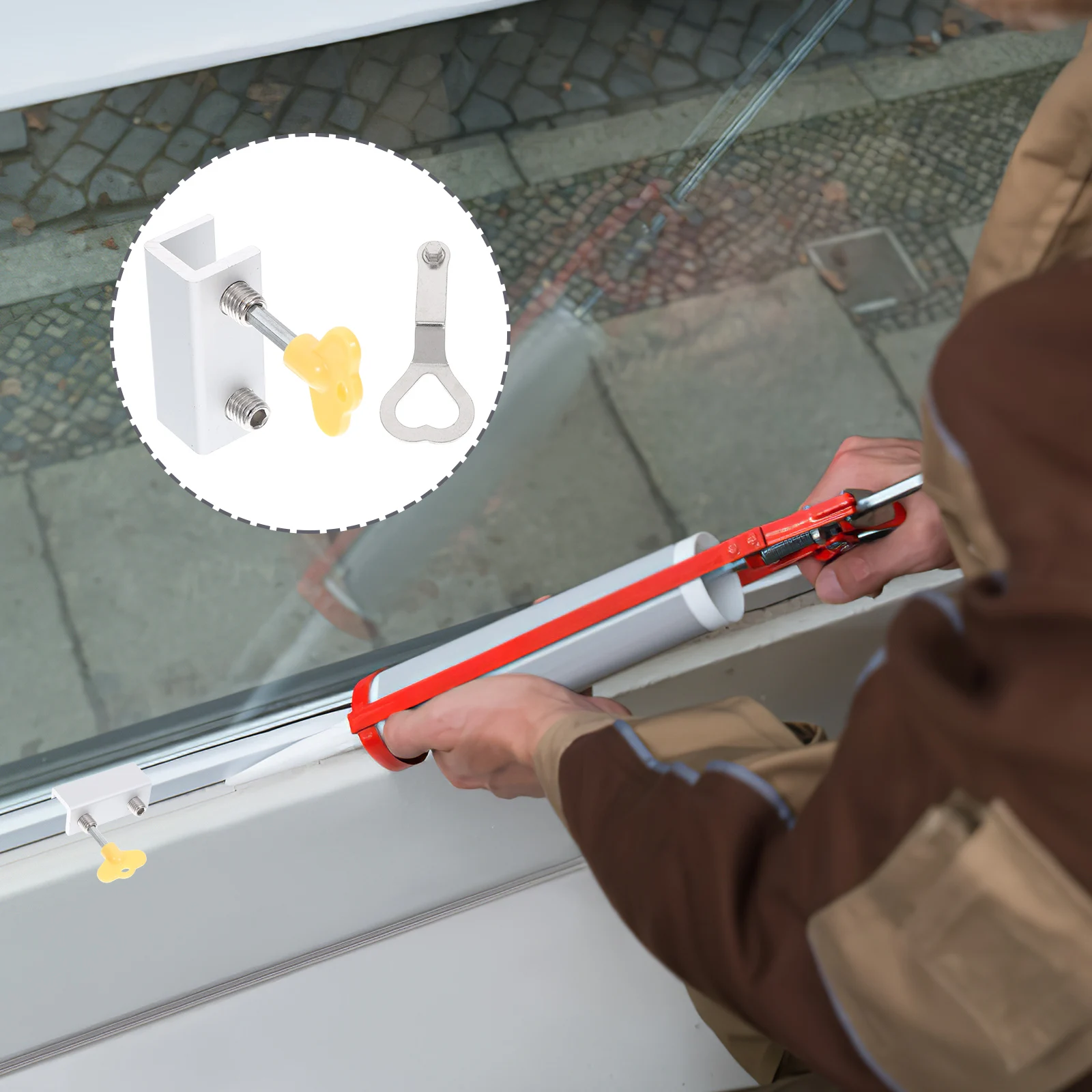 

Sliding Window Lock 2 Sets Limiting Sash Child Proof Stopper Security Zinc Alloy ABS Sturdy Double Lock Design