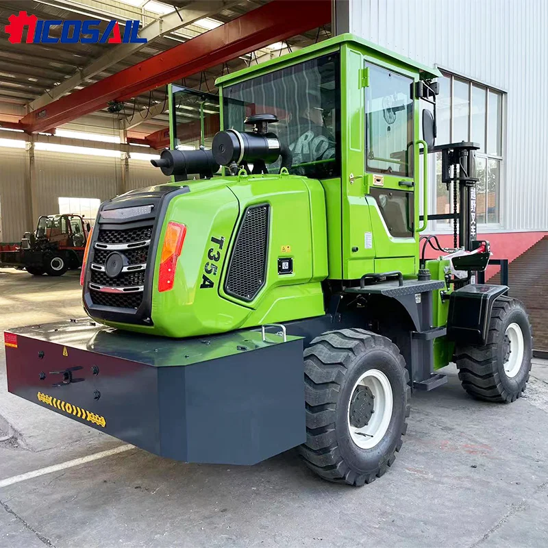 Wholesale Prices EPA EURO 5 All Terrain Forklift 3.5 Ton 4WD Diesel Off Road Forklift With Bucket High Quality Forklift Machine
