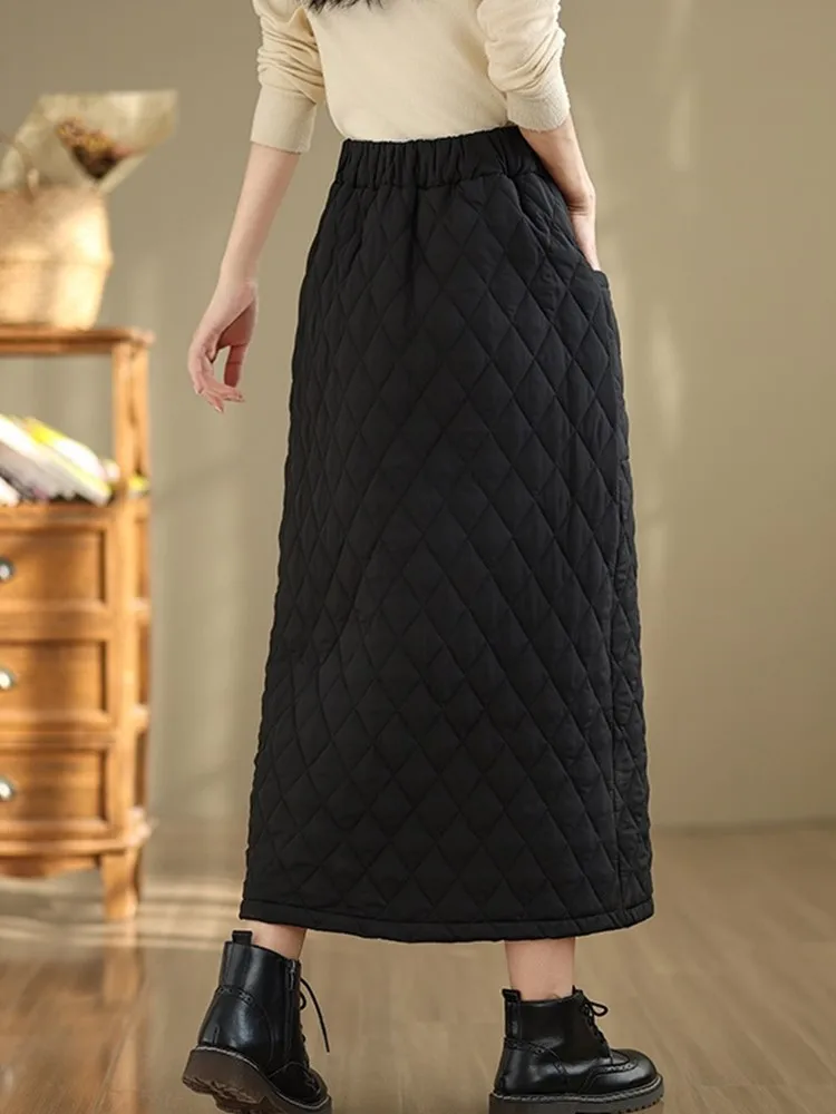 black oversized cotton vintage high waist Spring autumn winter casual loose long for woman skirts womens 2026 skirt clothes