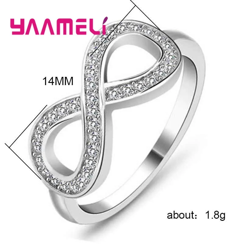 Elegant Pave CZ 925 Sterling SilverInfinity Heart Ring Eternity Ring Endless Love Gift Rings for Women Men Wedding Jewelry