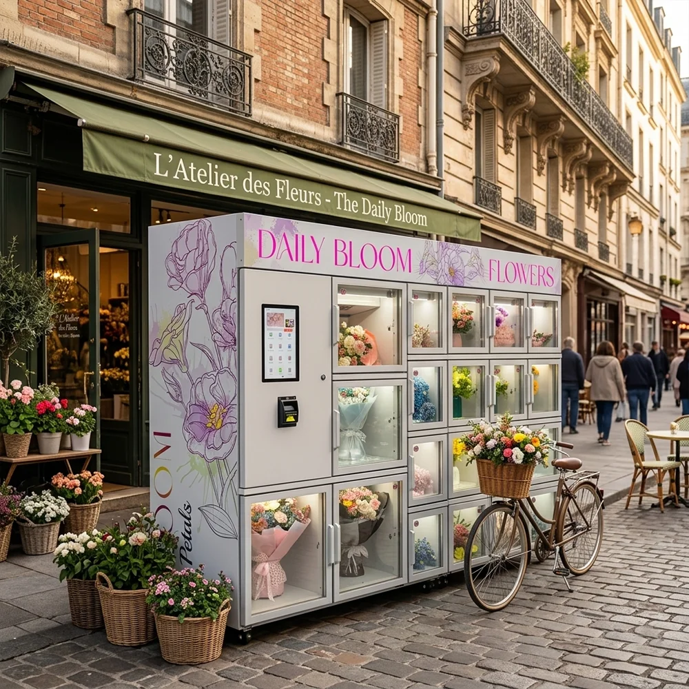FOODLINE Customized Flower-shaped Dispenser Fresh Flowers Innovative Refrigerated Flower Vending Machines for Small Businesses