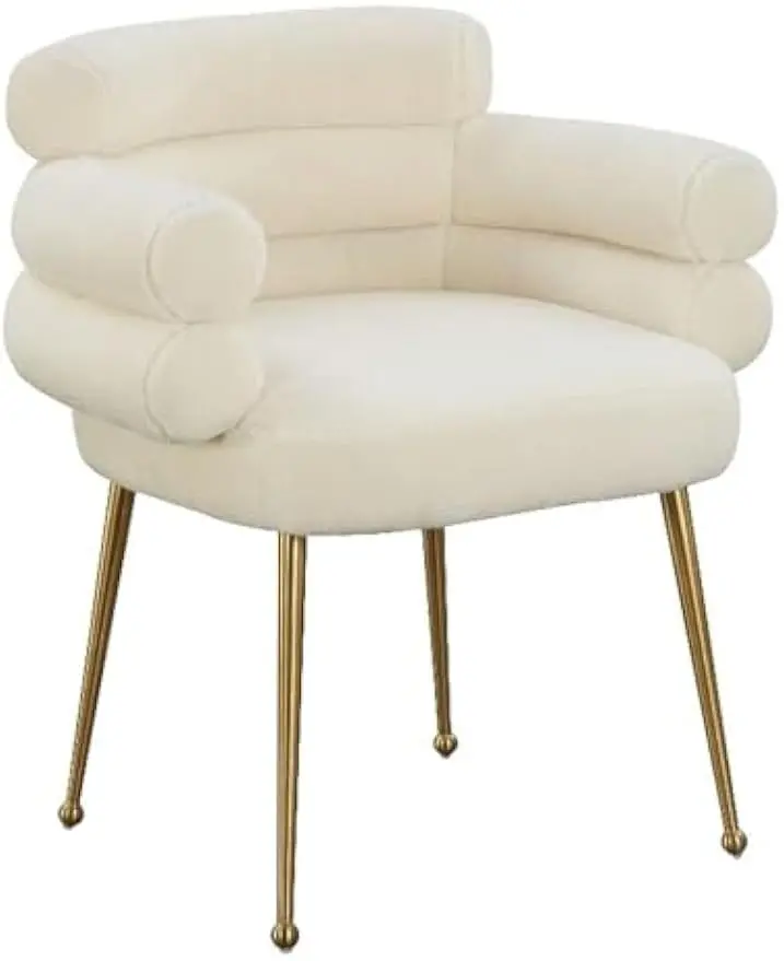 Dente Upholstered Cream Faux Sheepskin Dining Chair