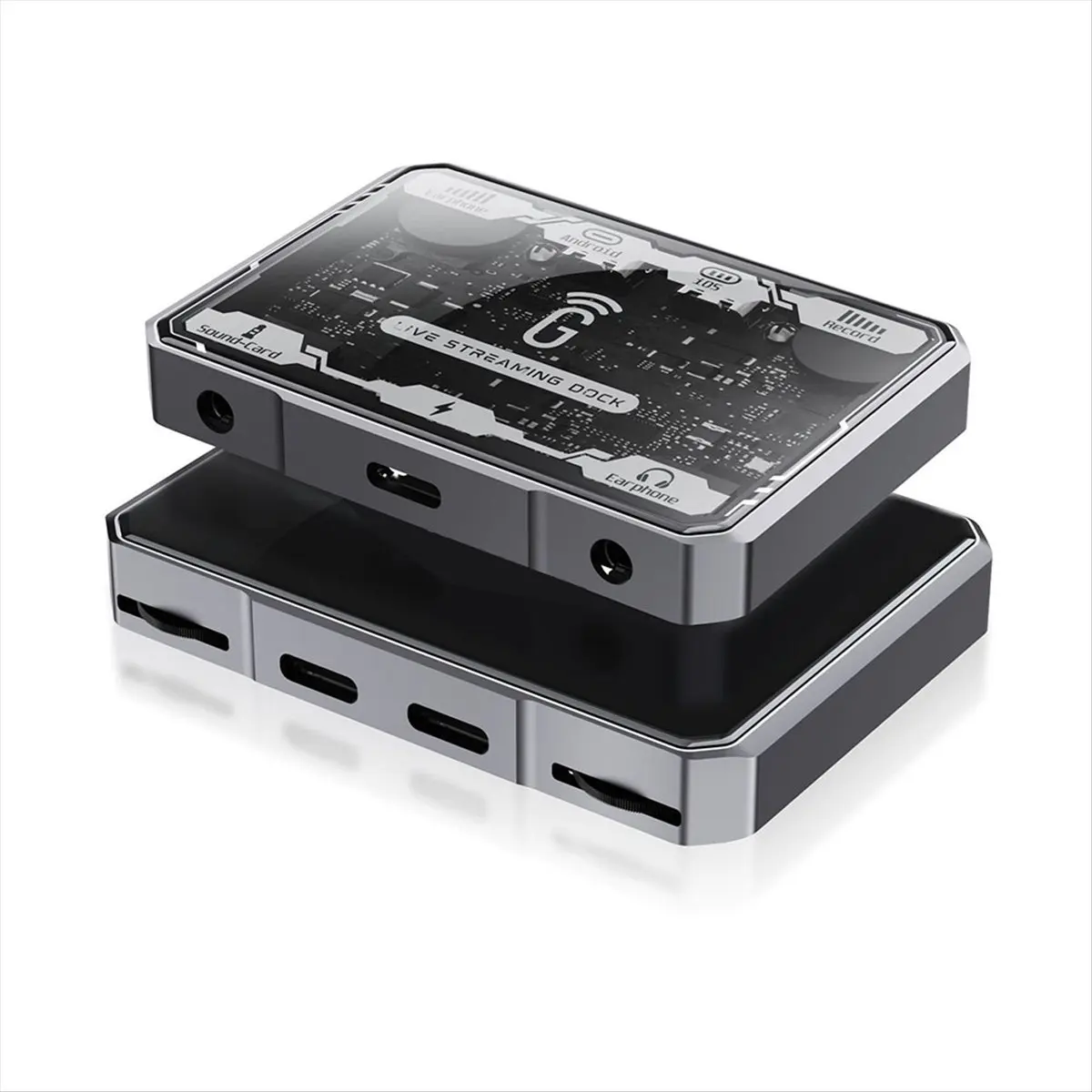 2026 جديد + دعم لميكروفون محول البث المباشر من النوع C لشحن محول بطاقة الصوت ستيريو للبث المباشر