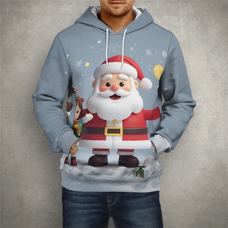 مضحك سانتا كلوز الجرافيك الرجال هوديس أزياء الخريف 3D طباعة عيد الميلاد طويلة الأكمام بلوزات عارضة للجنسين الشارع الشهير قمم #3