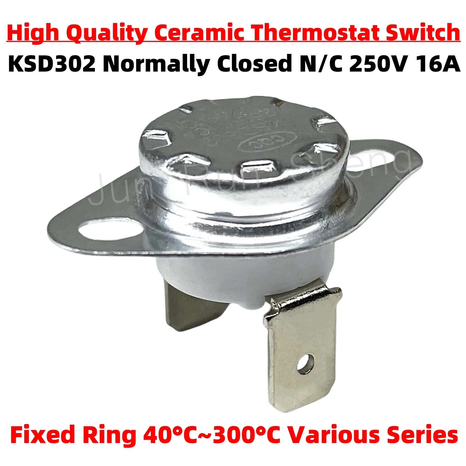 High Quality KSD302 KSD301 Ceramic Thermostat Switch 250V 16A Normally Closed N/C 40C~300C Fixed Ring Temperature Control Sensor