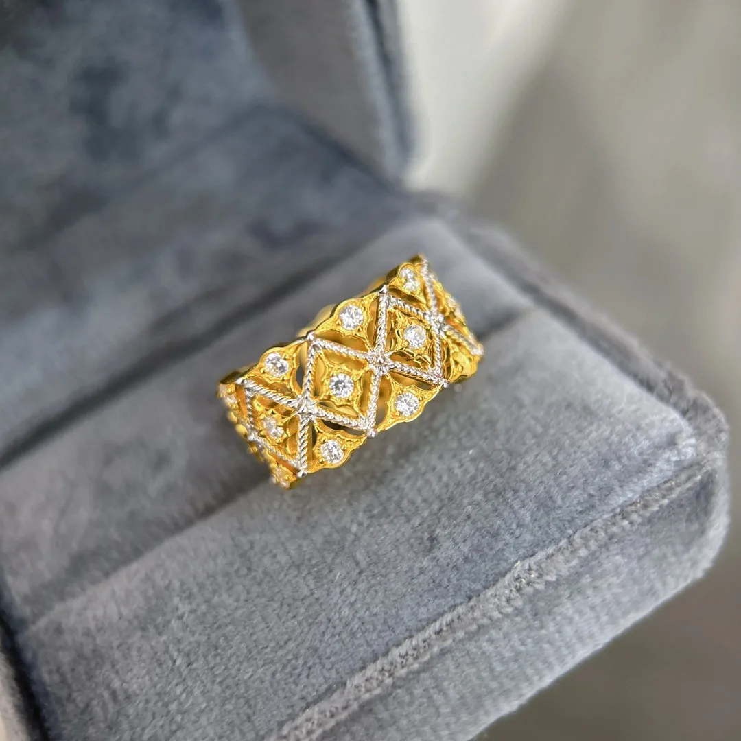 

Solid 925 Sterling Silver plated with 18k gold zircons Rings for Unisex or Female's Classic Cocktail Rings