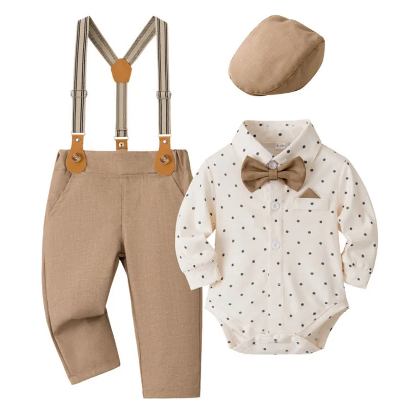 

Весенне-осенняя одежда для маленьких мальчиков, корейская модная одежда в джентльменском стиле, комплекты боди с длинными рукавами и галстуком, топы и низы для малышей, товары для новорожденных B410