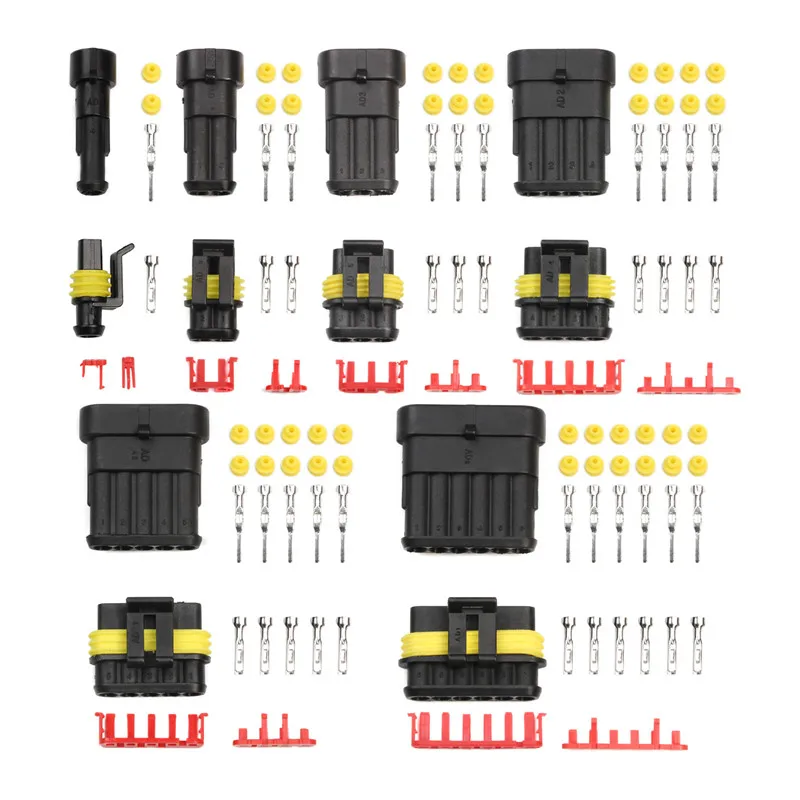 2-5sets Kit 2 pin 1/2/3/4/5/6 pins Way AMP Seal Electrical Automotive Wire Connector Plug Terminals for Car Waterproof Connector