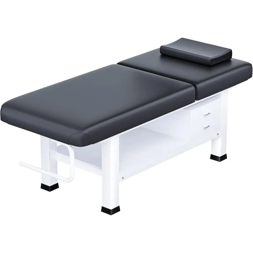 

Портативный массажный стол 32 (дюймов) с регулируемой высотой, местом для хранения и держателем для полотенец для спа-процедур (черный)