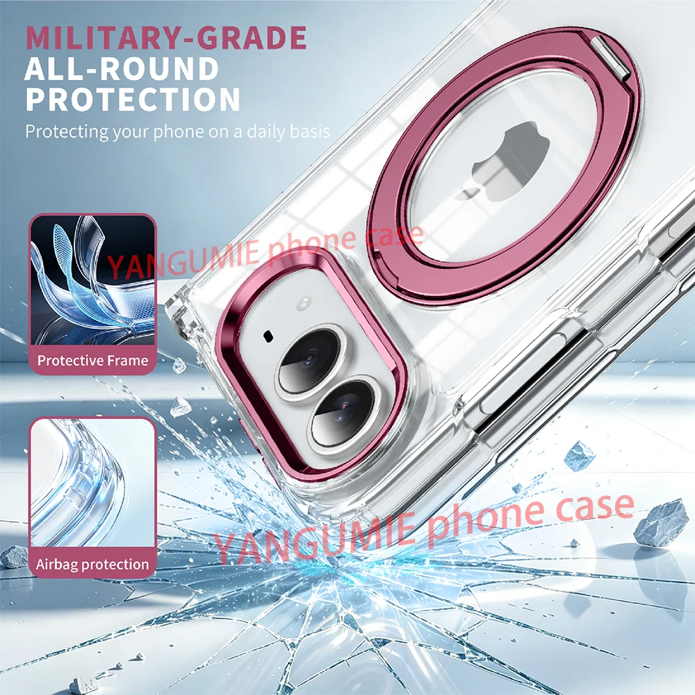 For IPhone18 Fold transparent acrylic magnetic mobile phone case Apple folding rotating bracket protective cover