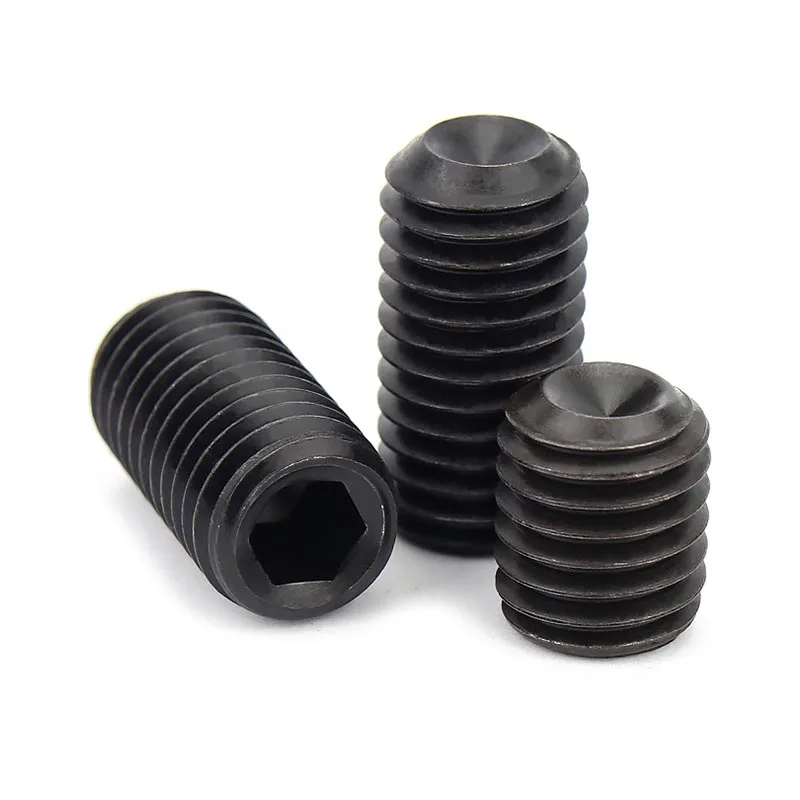 2/50pcs M3 M4 M5 M6 M7 M8 M10 M12 Fine Thread Black 12.9 Steel Hex Hexagon Socket Allen Cup Point Grub Headless Bolt Set Screw