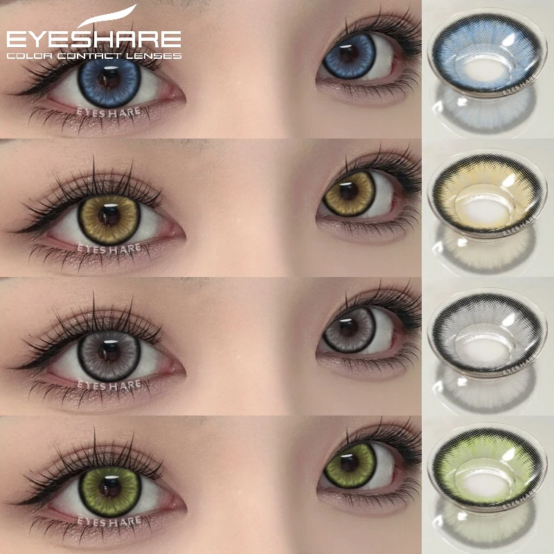 EYESHARE 1 Paar farbige Linsen, farbige Kontaktlinsen für Augen, graue Linsen für Schüler, jährlich, schöne blaue Linsen für Schüler, braune Kontakte