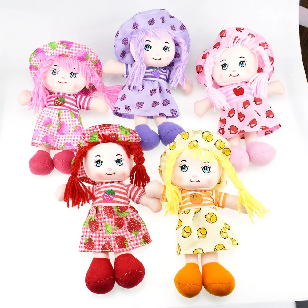 25cm Cartoon Kawaii Fruit Skirt Hat Rag Dolls Soft Cute Cloth Stuffed Plush Toys for Baby Pretend Play Stuffed Plushies Doll Toy