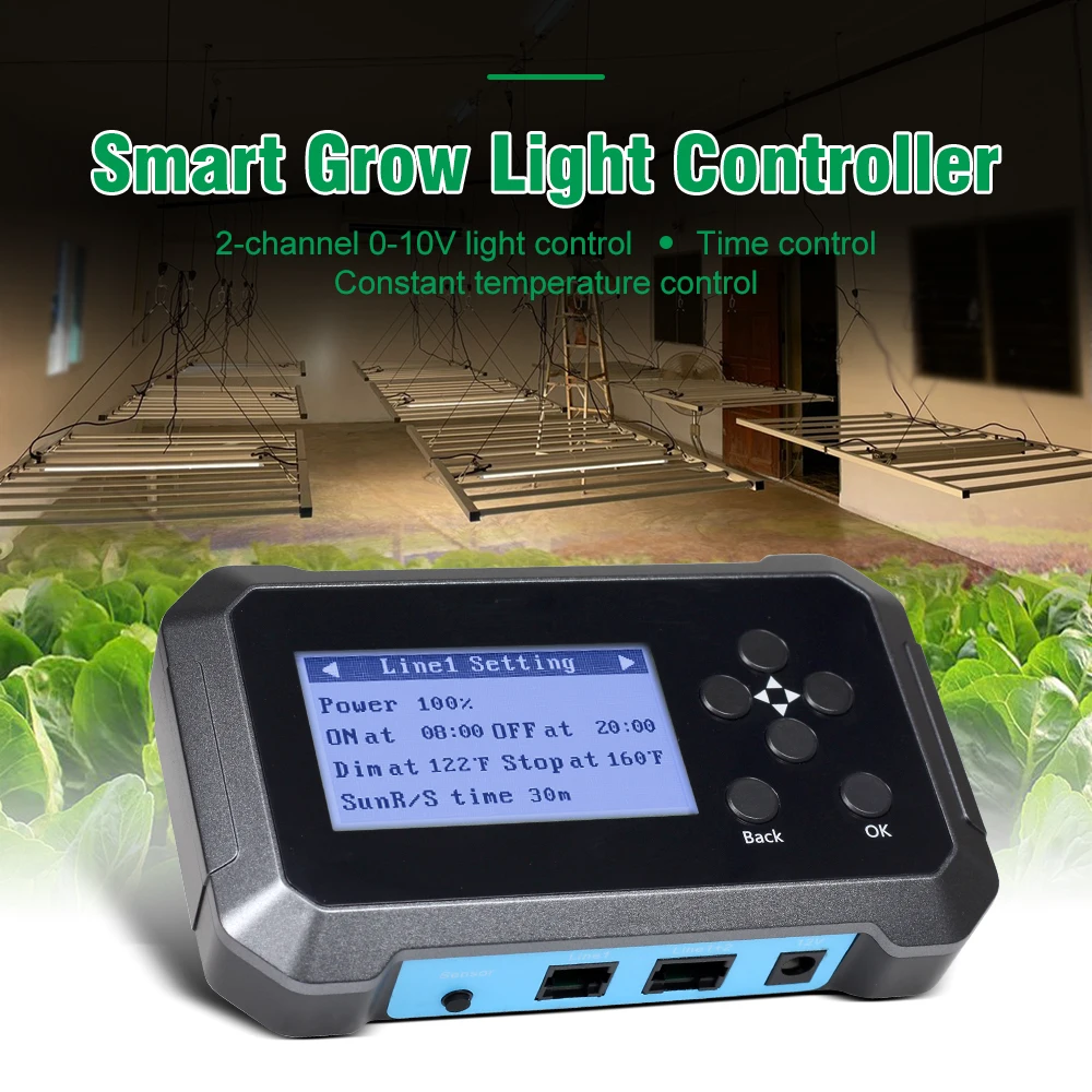 2 قناة تنمو ضوء تحكم الذكية الموقت درجة حرارة ثابتة الرطوبة شروق الشمس غروب الشمس تحكم من Led تنمو الضوء #2