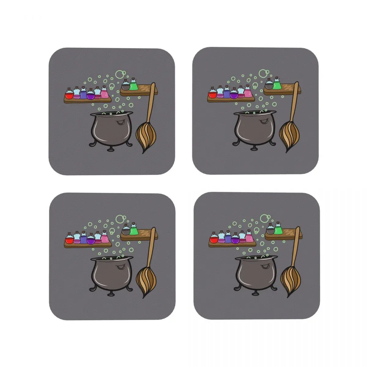 

Занятки ведьм, котел, подставки, кухонные салфетки, изоляционные коврики для чашек, кофейные коврики для декора, домашняя посуда, подушечки, набор из 4 шт.