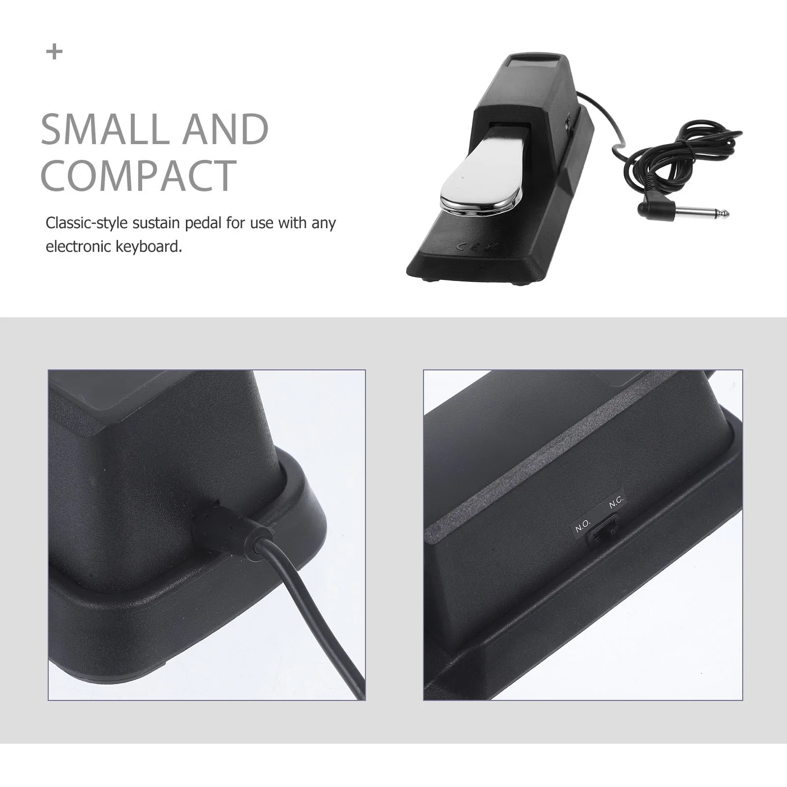 Sustain Pedal For Keyboard Black Alloy Foot Pedal Non-Slip Pad Half-Pedal Function Compatible With Digital Piano