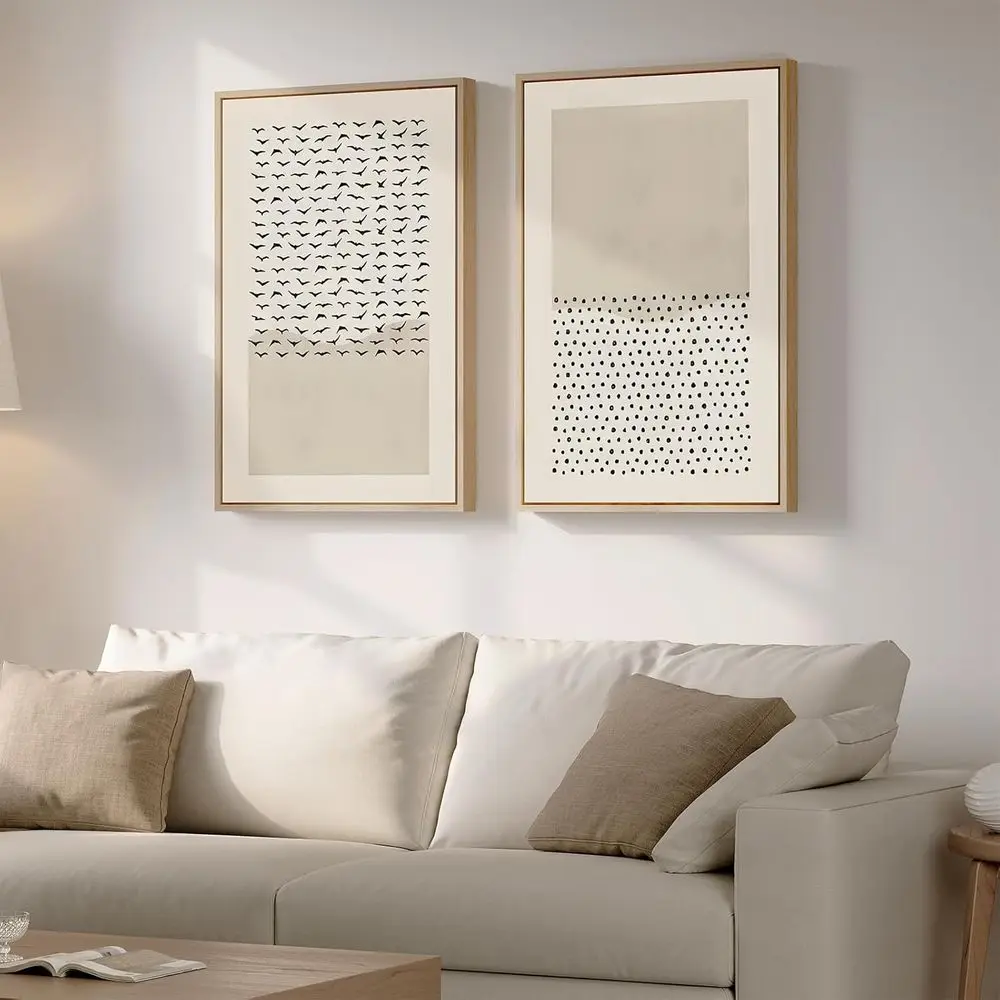 Duo de arte de pared cristiano minimalista, impresiones abstractas beige, 16x24, adecuado para el hogar, la oficina y los espacios de oración