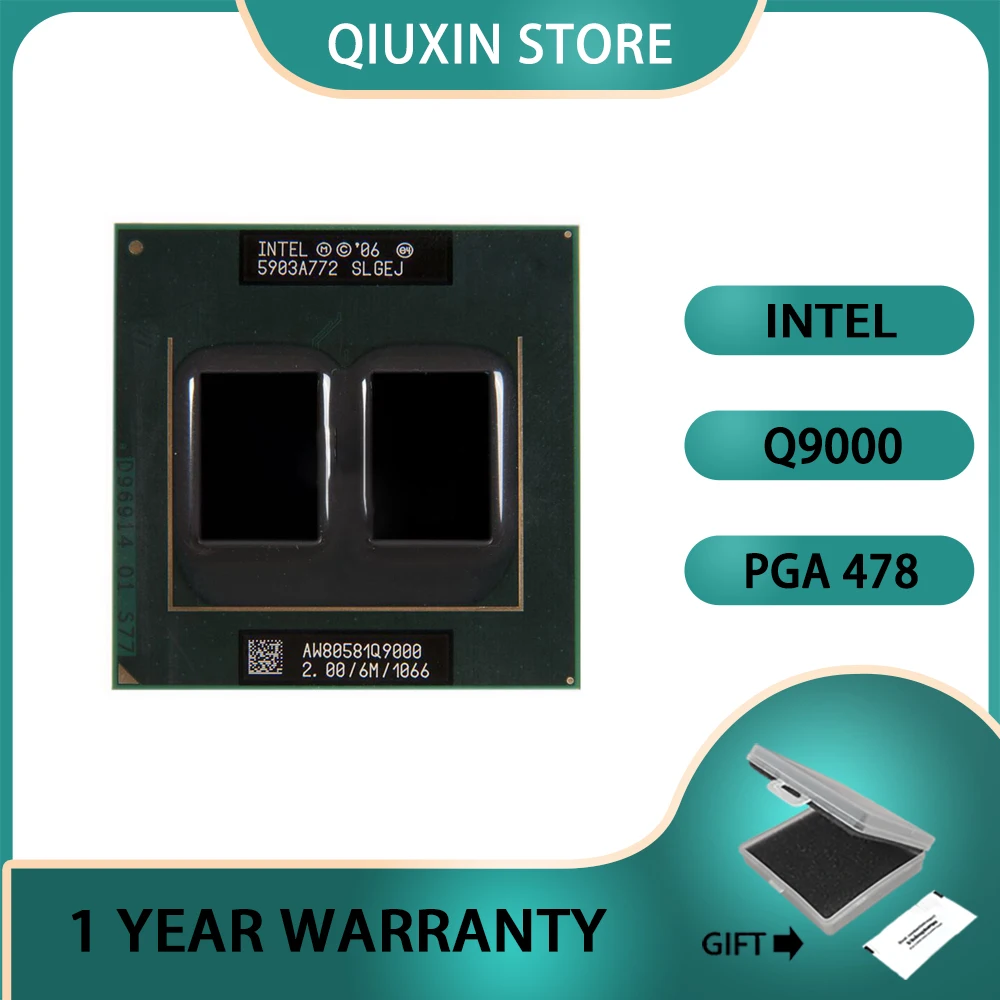 Q9000 Quad Core Slgej Mobile Processor for N hp laptop Original Central Processor Lntel Core Q9000 2,00 GHz 6M  computer core i7