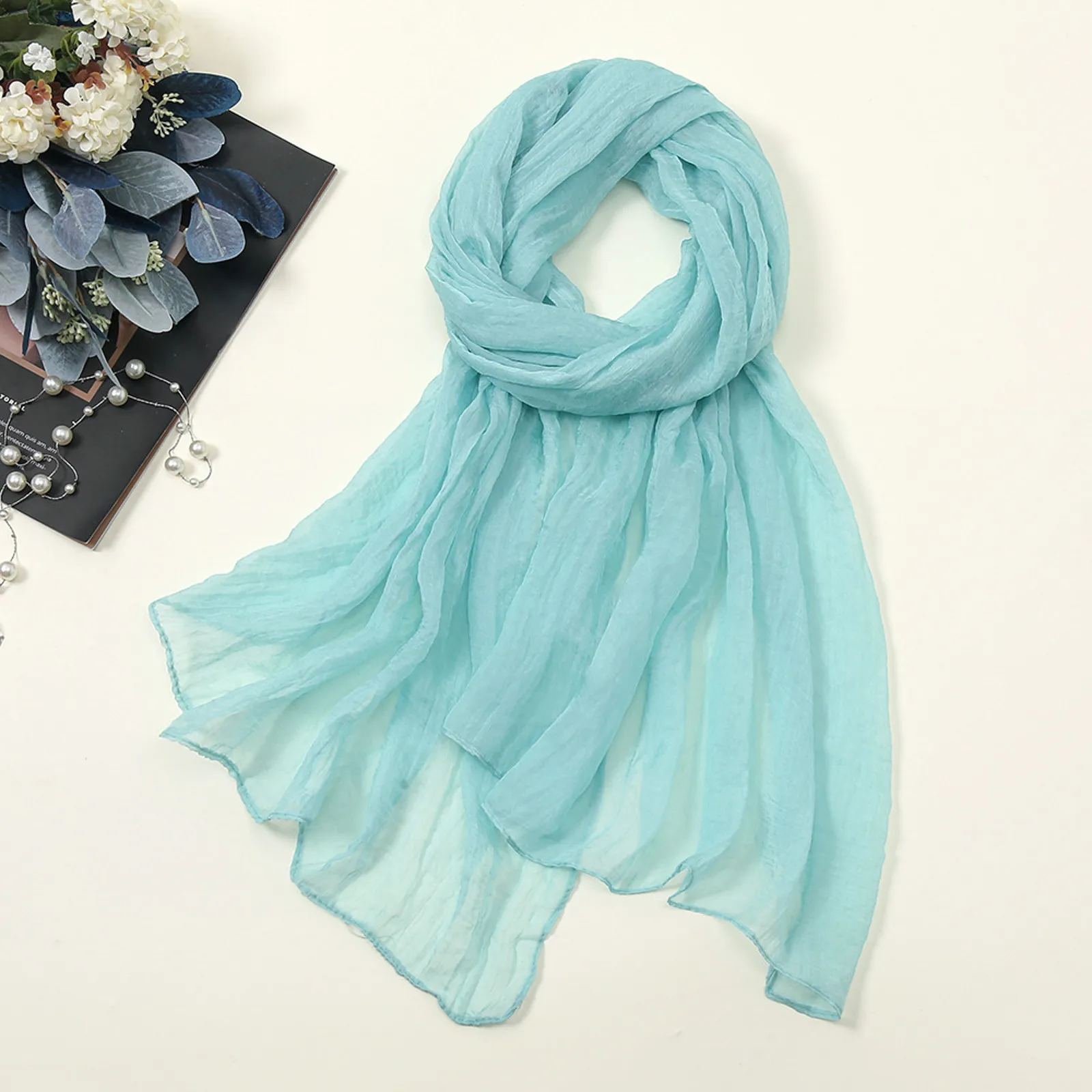 2023 New Chiffon Scarf Women Spring Summer Silk Scarves Thin Solid Color Shawls And Wraps Foulard Print Hijab Stoles Wholesale