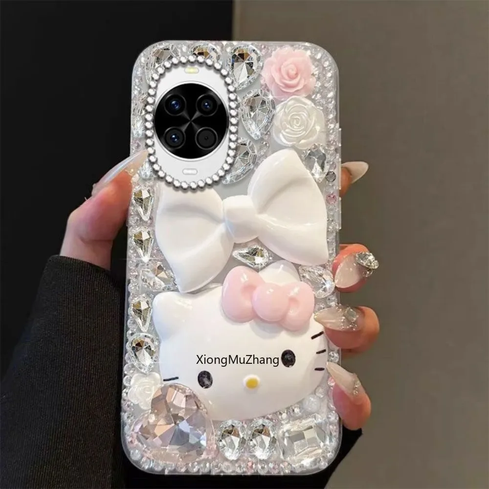 Sanrio Hello Kitty Luxus Glitzer Strass Schleife Hülle für Huawei Mate 80 70 60 50 Pura 80 Ultra 70 P60 Nova 15 11 12 13 14 – Detail 3