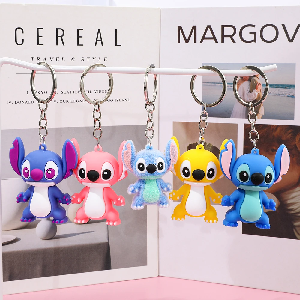 5 قطعة الكرتون ديزني ليلو وستيتش سيليكون قلادة Kawaii المفاتيح للنساء الرجال الوردي الأزرق الأرجواني غرزة الملاك كيرينغ عيد ميلاد